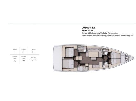 Sailboat  Dufour 470 Plattegrond van de boot