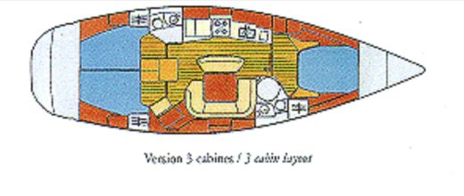 Sailboat Jeanneau SUN ODYSSEY 45.2 Plattegrond van de boot