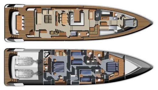 Motor Yacht Aicon 29meter Plattegrond van de boot