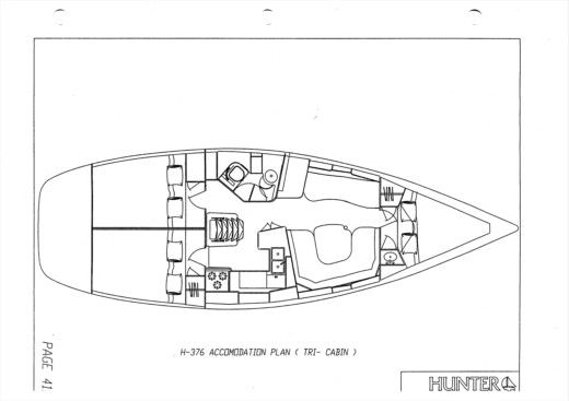 Sailboat Hunter 376 Boat layout