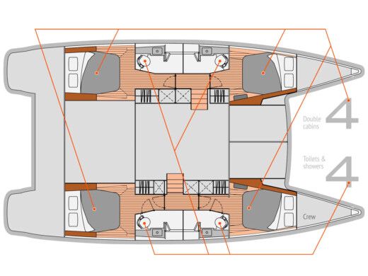 Catamaran  Helia 44 (4 cabs) Boat design plan