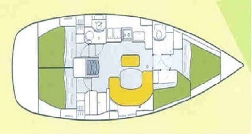 Sailboat Beneteau Oceanis Clipper 411 Boot Grundriss