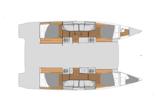 Catamaran FountainPajot Elba45 Plattegrond van de boot
