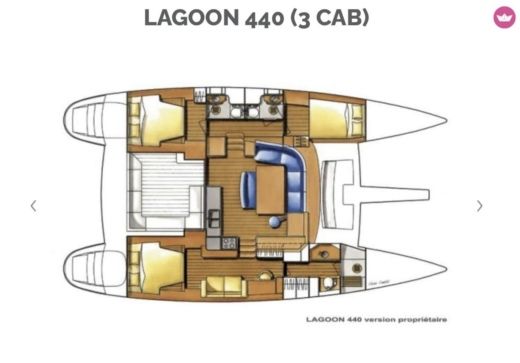 Catamaran LAGOON 440 version propriétaire Boot Grundriss