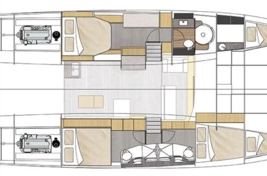 Motorboat Fountaine Pajot Catamarano 47 2025 Plattegrond van de boot