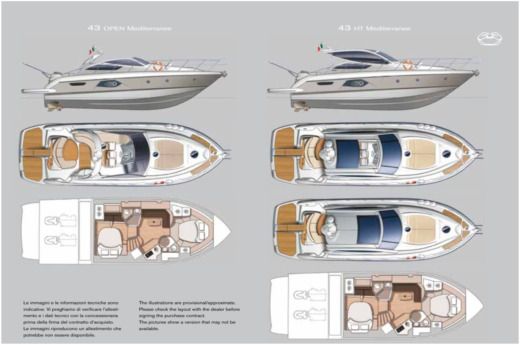 Motorboat Cranchi Mediterranee 43 Planta da embarcação
