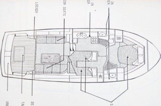 Motorboat PRINCESS 385 FLY boat plan