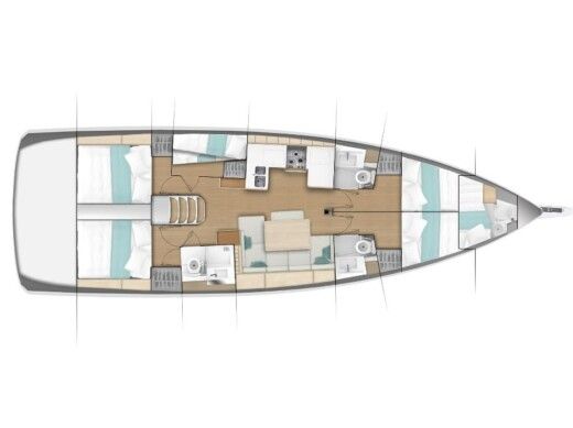 Sailboat  Sun Odyssey 490 Plattegrond van de boot