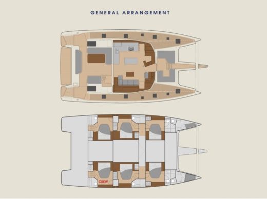 Catamaran Foutaine Pajot Samana 59 Plattegrond van de boot