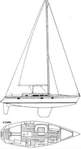 Sailboat Jeanneau Sun Odyssey 44 Plan du bateau