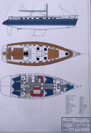 Sailboat 18 m Océan STAR OCEAN STAR Plattegrond van de boot
