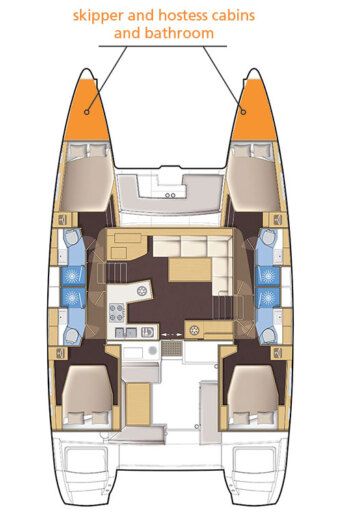 Catamaran Lagoon 450F Plattegrond van de boot