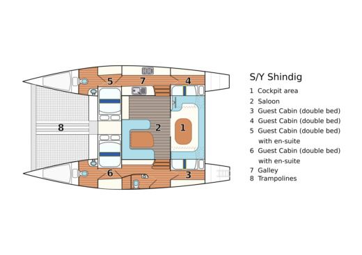 Catamaran Mumby 48ft Boat layout