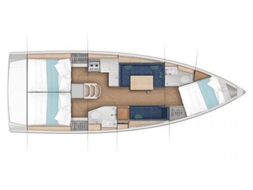 Sailboat Jeanneau Sun Odyssey 380 Plattegrond van de boot