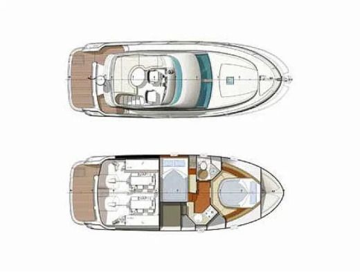 Motorboat JEANNEAU PRESTIGE 32 Plattegrond van de boot