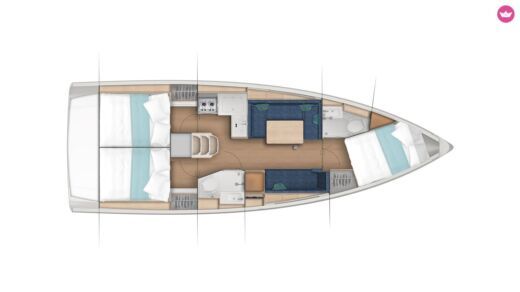 Sailboat Jeanneau Sun Odyssey 380 Plattegrond van de boot