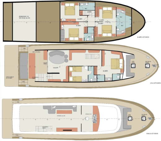 Motor Yacht Costume 2023 Plattegrond van de boot