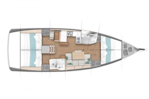 Sailboat Jeanneau Sun Odyssey 440 Plattegrond van de boot