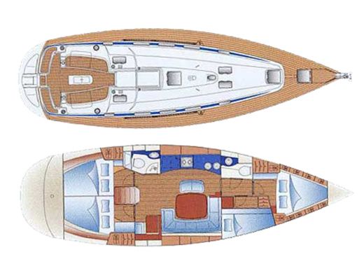 Sailboat Bavaria 44 with aircodition Plano del barco