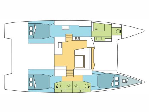Catamaran  Elba 45 Plattegrond van de boot