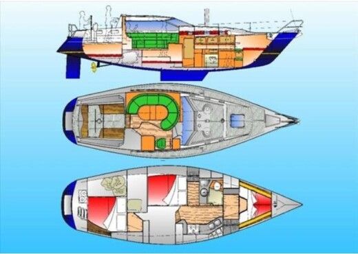 Sailboat Vd Stadt 41 Norman Deck saloon Boot Grundriss