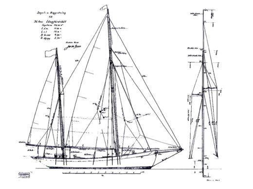 Sailboat Iversen y Colin Archer Ketch Marconi Planimetria della barca