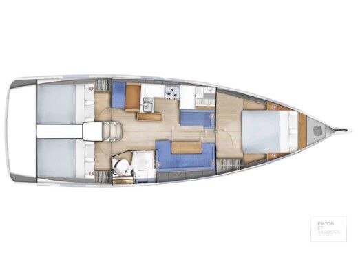Sailboat Jeanneau Sun Odyssey 410 Boot Grundriss