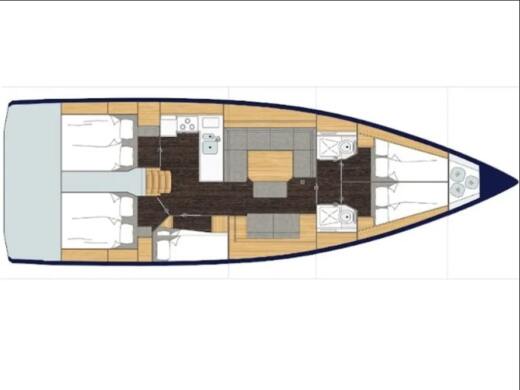 Sailboat  Bavaria C45 Plattegrond van de boot