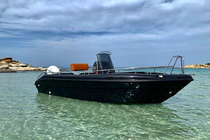 Rental Motorboat Poseidon blue water 170 black Poseidon Milos