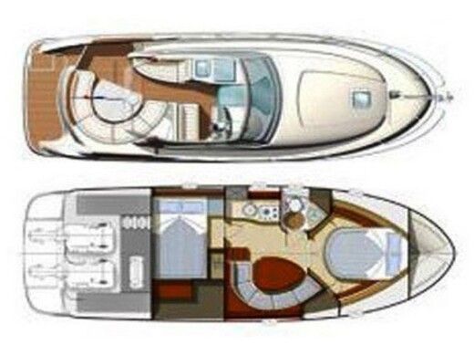 Motorboat  Prestige 34 Plattegrond van de boot