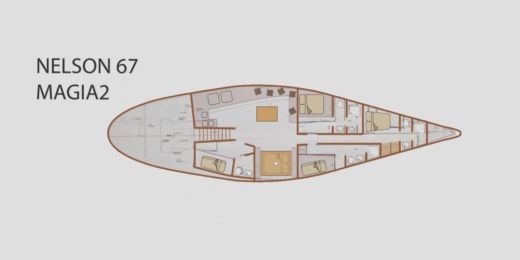 Sailboat Nelson 68 Plattegrond van de boot