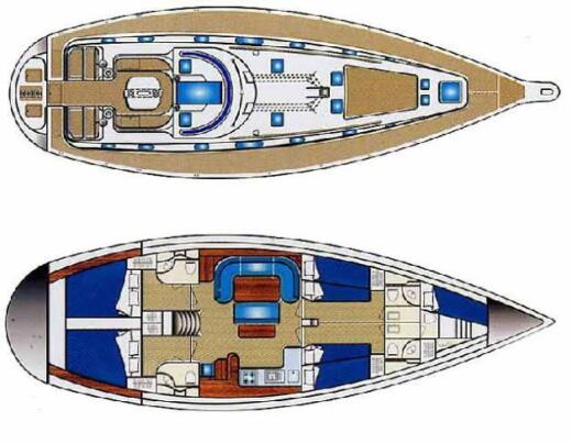 Sailboat Ocean Star 51 Boot Grundriss
