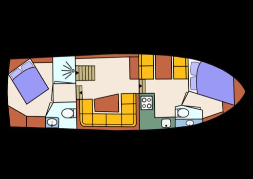 Houseboat Felize Elite Turfskipper 1250 Planimetria della barca
