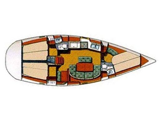 Sailboat  Oceanis 381 Clipper Plattegrond van de boot