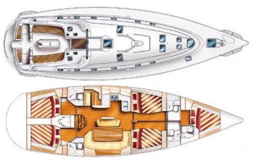 Sailboat Dufour 51 Boat layout
