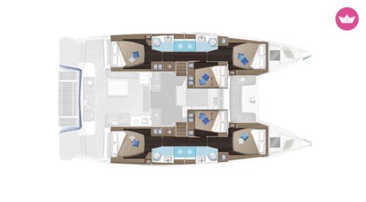 Catamaran Lagoon Lagoon 51 6 + 2 cab Planta da embarcação