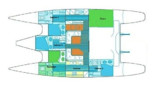 Catamaran JEANTOT MARINE Privilège 51 Boat layout