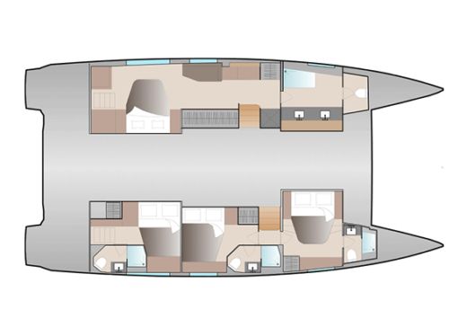 Catamaran FOUNTAINE PAJOT AURA 51-4 CABINS Plano del barco