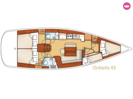 Sailboat Beneteau Oceanis 43 Boot Grundriss