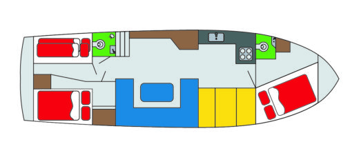 Houseboat Vri-Jon - Plattegrond van de boot