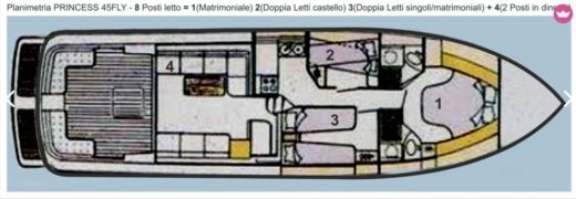 Motorboat Princess 45 FLY Planimetria della barca