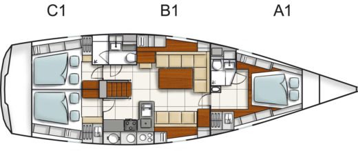 Sailboat HANSE 470ES HANSE YACHT 470ES Plattegrond van de boot