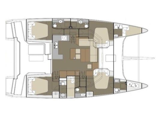 Catamaran  Dufour 48 Planimetria della barca