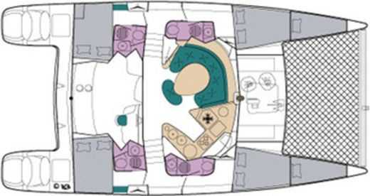 Catamaran Fountaine Pajot Belize 43 Plattegrond van de boot