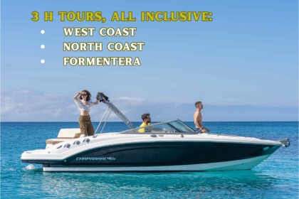 Aluguel Lancha Chaparral 3 h Tours, all inclusive. Sant Antoni de Portmany