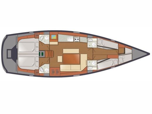 Sailboat  Delphia 47* Boot Grundriss