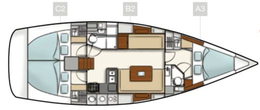 Sailboat Hanse Hanse 400 Plano del barco