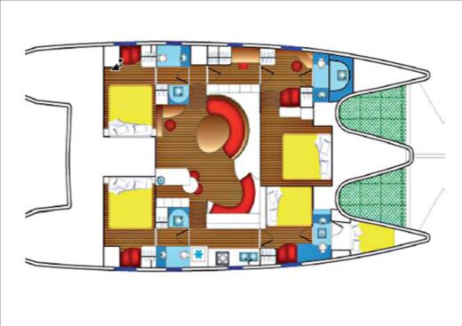 Catamaran Alliaura Marine Privilege 615 Plattegrond van de boot