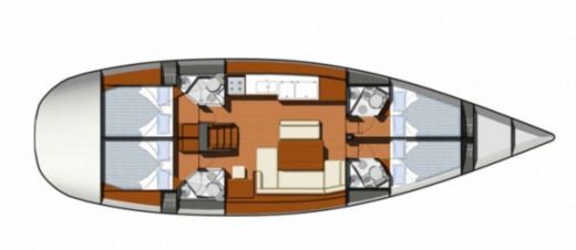 Sailboat JEANNEAU SUN ODYSSEY 49 Boot Grundriss