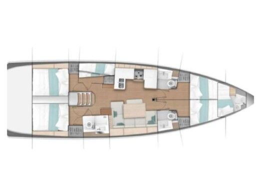 Sailboat JEANNEAU SUN ODYSSEY 490 Plattegrond van de boot